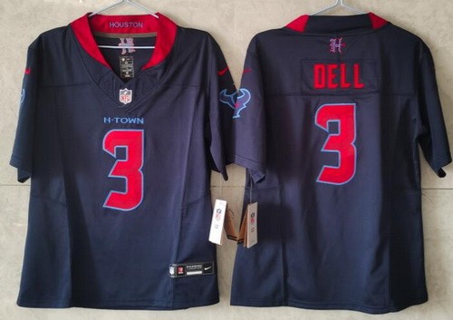 Youth Houston Texans #3 Tank Dell Limited Navy Alternate FUSE Vapor Jersey