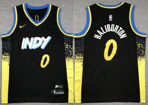 Youth Indiana Pacers #0 Tyrese Haliburton Black 2023 City Icon Swingman Jersey