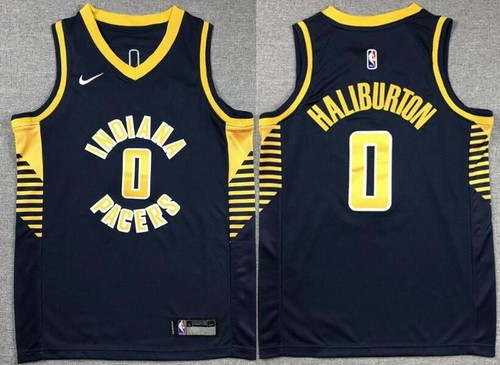 Youth Indiana Pacers #0 Tyrese Haliburton Navy Icon Swingman Jersey