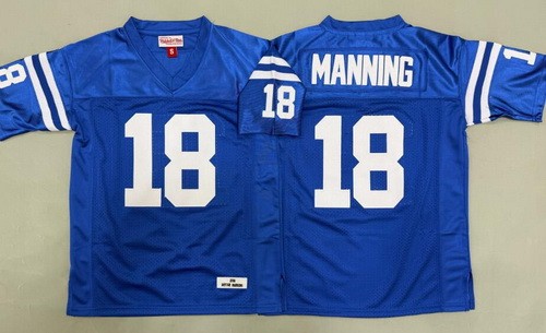 Youth Indianapolis Colts #18 Peyton Manning Blue Throwback Jersey