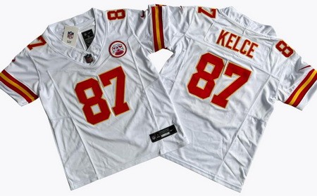 Youth Kansas City Chiefs #87 Travis Kelce Limited White FUSE Vapor Jersey