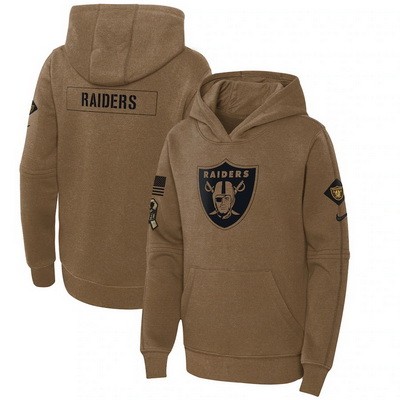 Youth Las Vegas Raiders Brown 2023 Salute to Service Pullover Hoodie