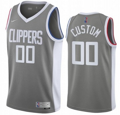 Youth Los Angeles Clippers Customized Gray 2021 Earned Stitched Swingman Jersey