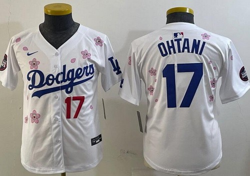 Youth Los Angeles Dodgers #17 Shohei Ohtani White 2025 Tokyo Series Limited Jersey