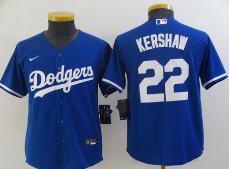 Youth Los Angeles Dodgers #22 Clayton Kershaw Blue Cool Base Jersey