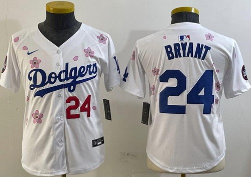 Youth Los Angeles Dodgers #24 Kobe Bryant White 2025 Tokyo Series Limited Jersey