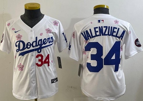 Youth Los Angeles Dodgers #34 Fernando Valenzuela White 2025 Tokyo Series Limited Jersey