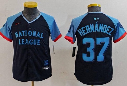 Youth Los Angeles Dodgers #37 Teoscar Hernandez Navy 2024 All Star Limited Jersey