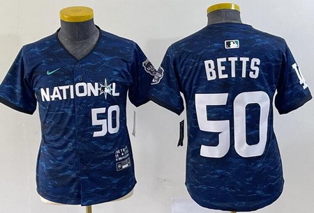 Youth Los Angeles Dodgers #50 Mookie Betts Navy 2023 All Star Cool Base Jersey
