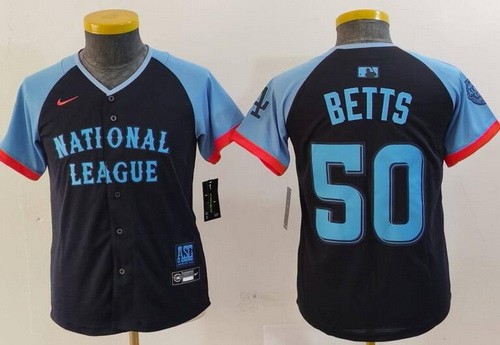 Youth Los Angeles Dodgers #50 Mookie Betts Navy 2024 All Star Limited Jersey