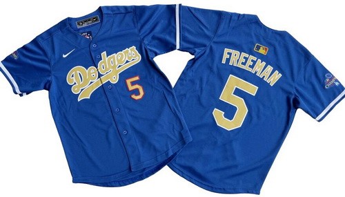 Youth Los Angeles Dodgers #5 Freddie Freeman Blue 2025 Gold Collection Limited Jersey