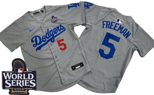 Youth Los Angeles Dodgers #5 Freddie Freeman Gray 2024 World Series Limited Jersey
