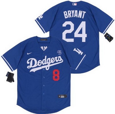 Youth Los Angeles Dodgers #8#24 Kobe Bryant Blue Cool Base Jersey