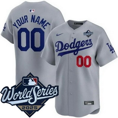 Youth Los Angeles Dodgers Custom Gray 2025 World Series Limited Jersey