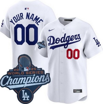 Youth Los Angeles Dodgers Custom White 2025 World Series Champions Limited Jersey