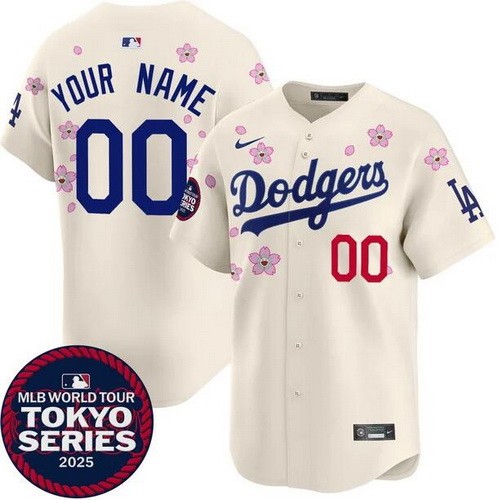 Youth Los Angeles Dodgers Customized Cream 2025 Tokyo Series Limited Jersey