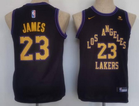 Youth Los Angeles Lakers #23 LeBron James Black 2023 City Icon Sponsor Swingman Jersey