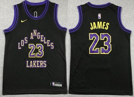 Youth Los Angeles Lakers #23 LeBron James Black 2023 City Icon Swingman Jersey