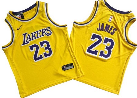 Youth Los Angeles Lakers #23 LeBron James Yellow Icon Swingman Jersey