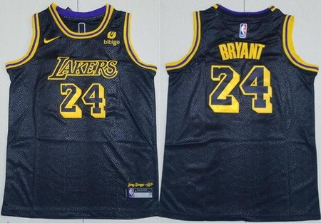 Youth Los Angeles Lakers #24 Kobe Bryant Black City Icon Sponsor Swingman Jersey