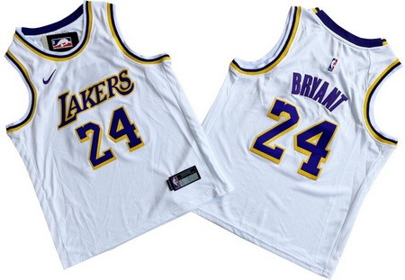 Youth Los Angeles Lakers #24 Kobe Bryant White Icon Swingman Jersey
