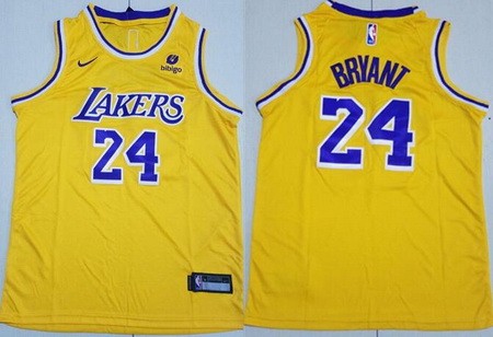 Youth Los Angeles Lakers #24 Kobe Bryant Yellow Icon Sponsor Swingman Jersey