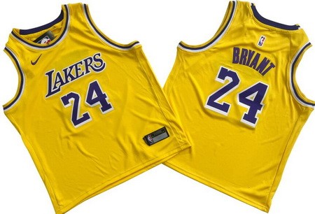 Youth Los Angeles Lakers #24 Kobe Bryant Yellow Icon Swingman Jersey