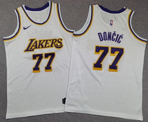 Youth Los Angeles Lakers #77 Luka Doncic White Swingman Jersey