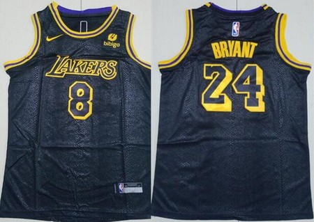 Youth Los Angeles Lakers #8#24 Kobe Bryant Black City Icon Sponsor Swingman Jersey