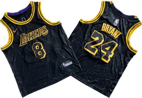 Youth Los Angeles Lakers #8#24 Kobe Bryant Black City Icon Swingman Jersey