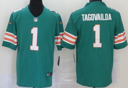 Youth Miami Dolphins #1 Tua Tagovailoa Limited Aqua Throwback Vapor Untouchable Jersey