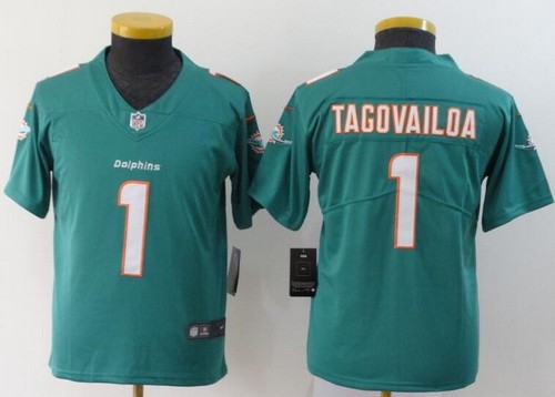 Youth Miami Dolphins #1 Tua Tagovailoa Limited Aqua Vapor Untouchable Jersey
