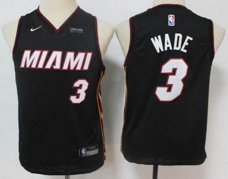 Youth Miami Heat #3 Dwyane Wade Black Icon Sponsor Swingman Jersey