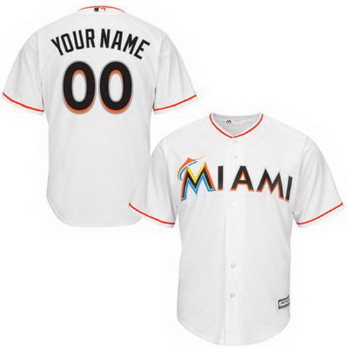 Youth Miami Marlins Customized White Cool Base Jersey