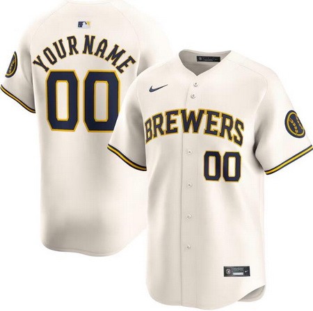 Youth Milwaukee Brewers Customized Cream Limited Jersey