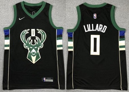 Youth Milwaukee Bucks #0 Damian Lillard Black Icon Swingman Jersey