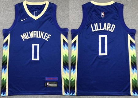 Youth Milwaukee Bucks #0 Damian Lillard Blue 2022 City Icon Swingman Jersey