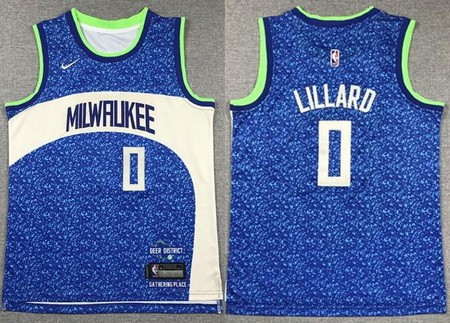 Youth Milwaukee Bucks #0 Damian Lillard Blue 2023 City Icon Swingman Jersey
