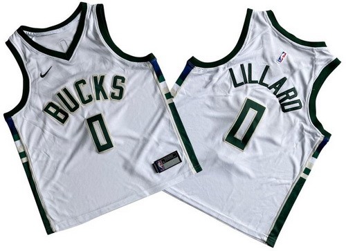 Youth Milwaukee Bucks #0 Damian Lillard White Icon Swingman Jersey