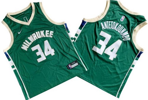 Youth Milwaukee Bucks #34 Giannis Antetokounmpo Green Icon Swingman Jersey