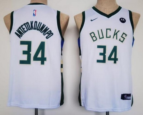 Youth Milwaukee Bucks #34 Giannis Antetokounmpo White Icon Sponsor Swingman Jersey