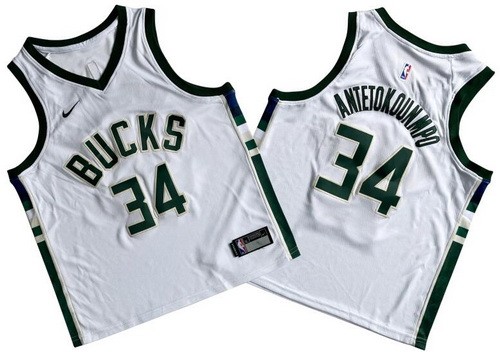 Youth Milwaukee Bucks #34 Giannis Antetokounmpo White Icon Swingman Jersey