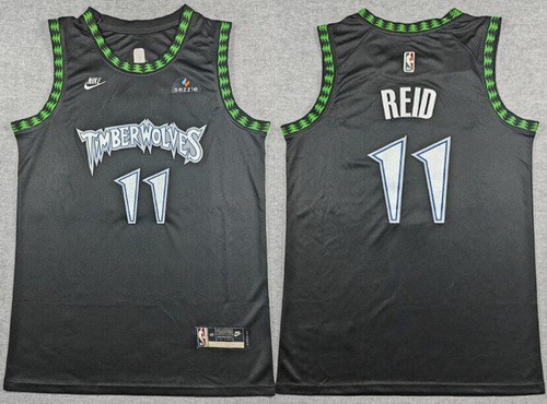 Youth Minnesota Timberwolves #11 Naz Reid Black Classic Sponsor Swingman Jersey