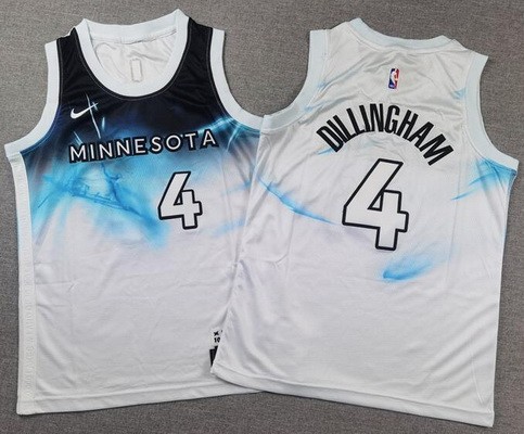 Youth Minnesota Timberwolves #4 Rob Dillingham White 2024 City Swingman Jersey
