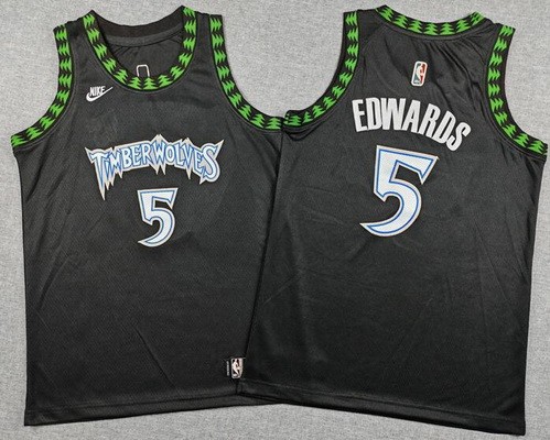 Youth Minnesota Timberwolves #5 Anthony Edwards Black Classic Swingman Jersey