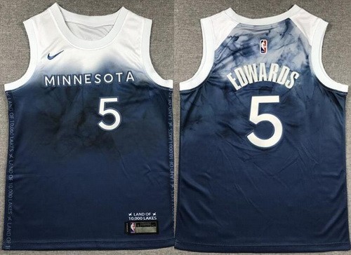 Youth Minnesota Timberwolves #5 Anthony Edwards Navy 2023 City Icon Swingman Jersey
