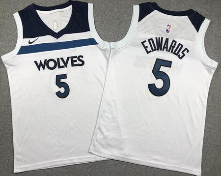 Youth Minnesota Timberwolves #5 Anthony Edwards White Icon Swingman Jersey