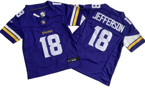Youth Minnesota Vikings #18 Justin Jefferson Limited Purple FUSE Vapor Jersey