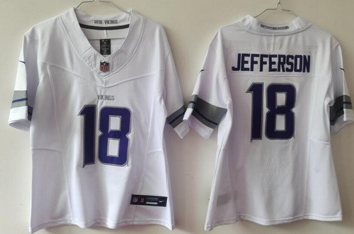 Youth Minnesota Vikings #18 Justin Jefferson Limited White Alternate FUSE Vapor Jersey