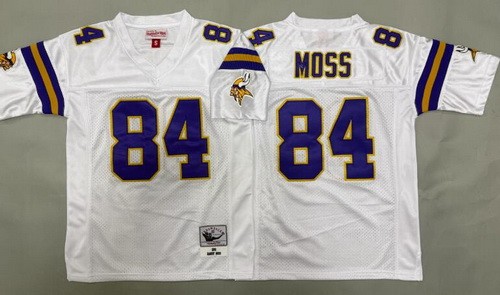 Youth Minnesota Vikings #84 Randy Moss White Throwback Jersey